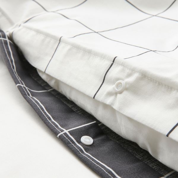 Пододеяльник и 2 наволочки, 240x220, 50x60 см, белый черный, клетка IKEA VITKLÖVER ВИТКЛЁВЕР 904.906.50 - фото 5