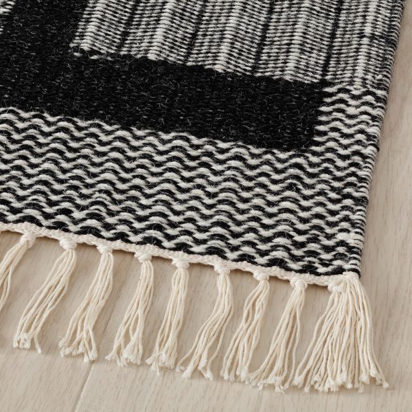 Ковер безворсовый, серый-черный 80x150 см IKEA ABILDÅ АБИДО 304.998.04 - фото 2