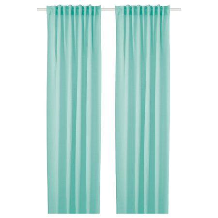 Гардины, 2 шт., бирюзовый 145x300 см IKEA HILJA ХИЛЬЯ 004.630.24