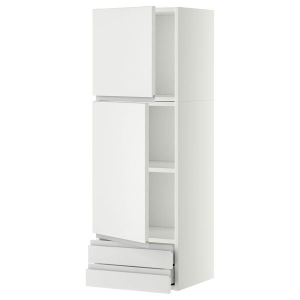 Навесной шкаф, 2 дверцы, 2 ящика МЕТОД / МАКСИМЕРА, белый, Нодста белый - фото 1