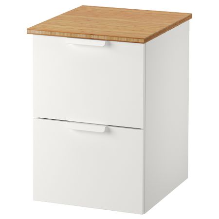 Шкаф для раковины ГОДМОРГОН / ТОЛКЕН, белый, бамбук (42x49x60 см)