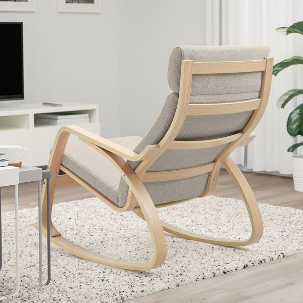 Кресло-качалка, дубовый шпон, беленый/Хили бежевый IKEA POÄNG ПОЭНГ 593.194.16 - фото 3