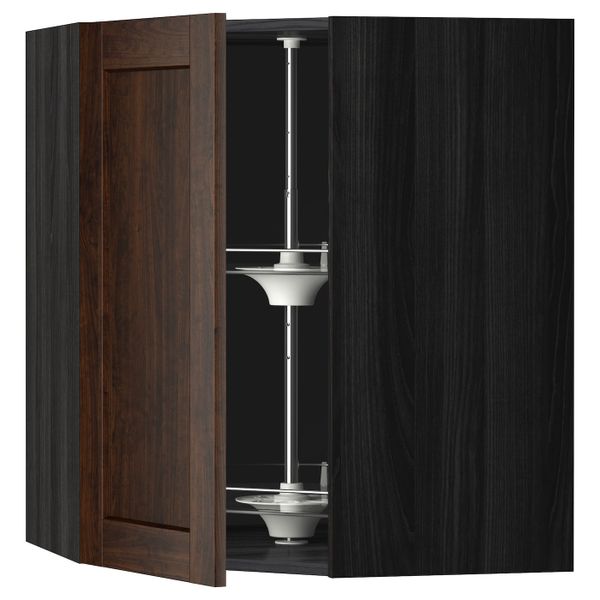 Угловой навесного шкаф с вращающейся секц, черный/Эдсерум коричневый 68x80 см IKEA МЕТОД 992.266.32 - схема-чертеж с размерами