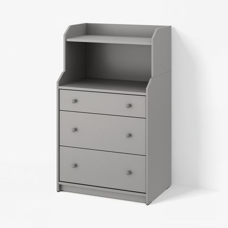 HAUGA Комод с 3 ящиками/полкой - серый 70x46x116 см