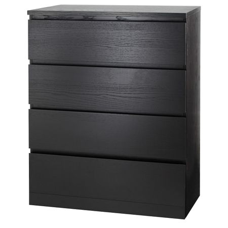 Комод с 4 ящиками, черно-коричневый 80x100 см IKEA MALM МАЛЬМ 104.035.67