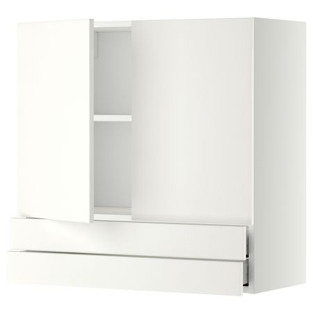 Навесной шкаф, 2 дверцы, 2 ящика МЕТОД / МАКСИМЕРА, белый, Хэггеби белый