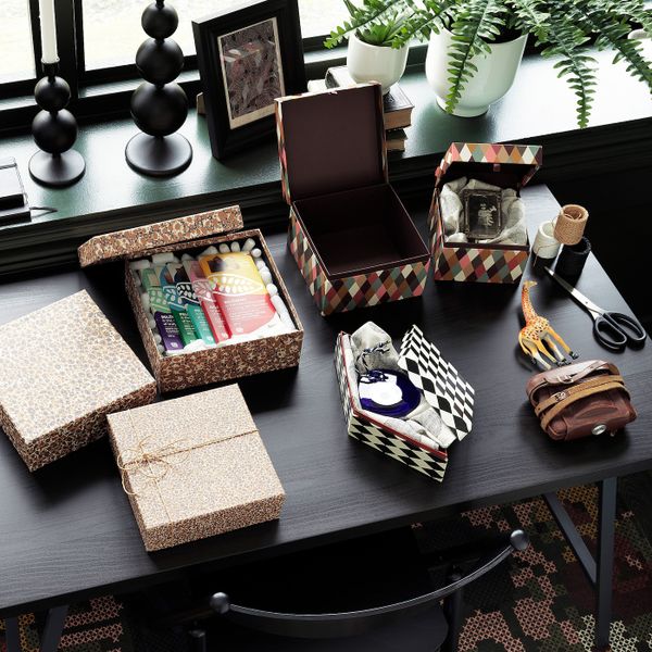 Набор коробок с крышкой, 3шт, точечный коричневый IKEA DEKORERA ДЕКОРЕРА 604.724.07 - фото 3