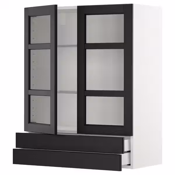 METOD / MAXIMERA Навесной шкаф/2 стекл двери/2 ящика - фото 1