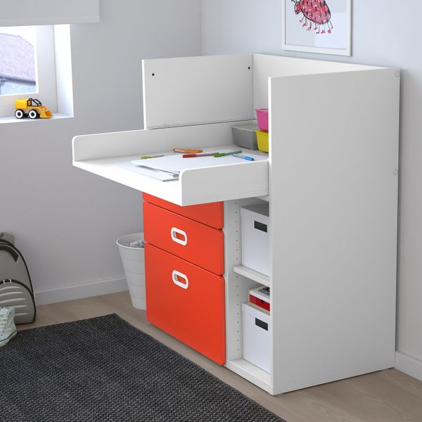 Пеленальный стол с ящиками, белый, красный 90x79x102 см IKEA STUVA СТУВА / FRITIDS ФРИТИДС 492.531.66 - фото 3