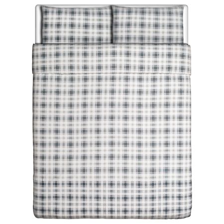 Пододеяльник и 2 наволочки, серый/синий 200x200/50x70 см IKEA NORDRUTA НОРДРУТА 304.095.25