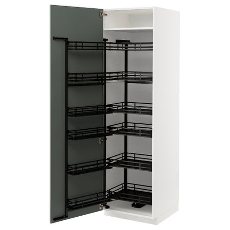 Высокий шкаф с выдвижным модулем, 60x60x200 cm IKEA METOD МЕТОД 794.719.45