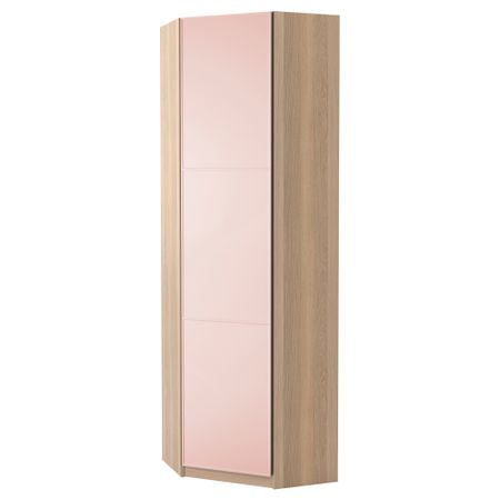 Гардероб угловой ПАКС, под беленый дуб, Мерокер светло-розовый