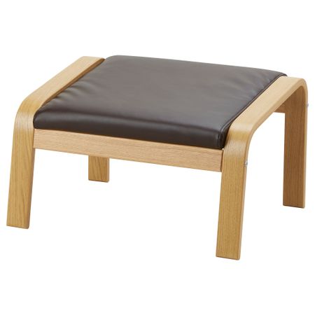 Табурет для ног ПОЭНГ, дубовый шпон, Кимстад темно-коричневый