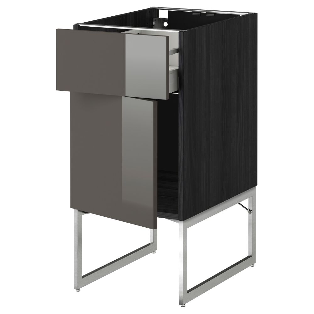 Напольный шкаф с ящиком, дверью МЕТОД / МАКСИМЕРА, черный, Рингульт серый - схема-чертеж с размерами