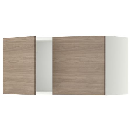 Навесной шкаф с 2 дверями МЕТОД, белый, Брокхульт светло-серый (80x40 см)