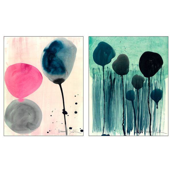 Набор постеров, 2 штуки ТВИЛЛИНГ, Акварельные цветы (40x50 см) - схема-чертеж с размерами