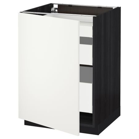 Напольный шкаф с 1 дверцей, 3 ящика МЕТОД / МАКСИМЕРА, черный, Хэггеби белый