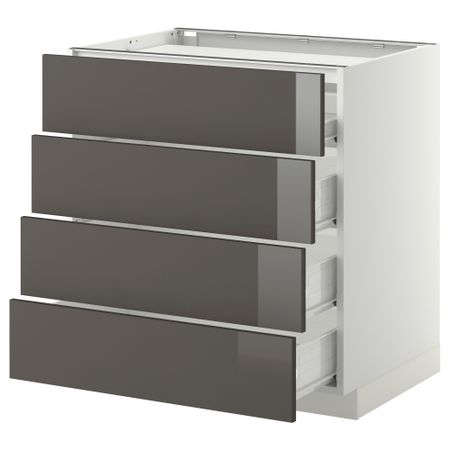 Напольный шкаф, 4 фронтальных панели, 4 ящика МЕТОД / ФОРВАРА, белый, Рингульт серый