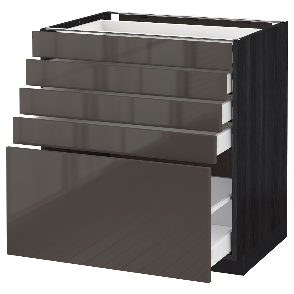 Напольный шкаф с 5 ящиками МЕТОД / МАКСИМЕРА, черный, Рингульт серый - схема-чертеж с размерами