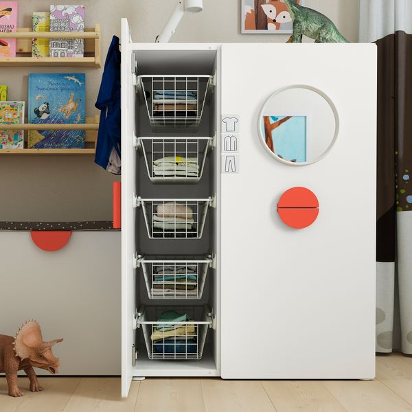 Гардероб с выдвижным модулем, 80x57x108 см, белый IKEA SMÅSTAD СМОСТАД 193.884.16 - фото 4