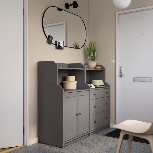 Комбинация для хранения, серый 139x46x116 см IKEA HAUGA ХАУГА 993.886.91 - фото 2