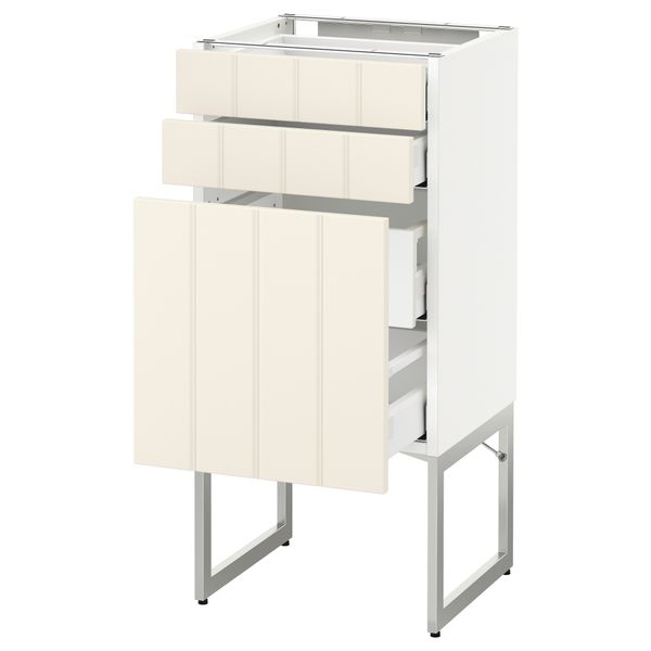 Напольный шкаф 3 фронтальных панели, 2 нижних, 2 средних ящика МЕТОД / МАКСИМЕРА, белый, Хитарп белый с оттенком - схема-чертеж с размерами