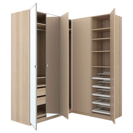 Гардероб угловой ПАКС, под беленый дуб, Нексус Викедаль (210/160x236 см)