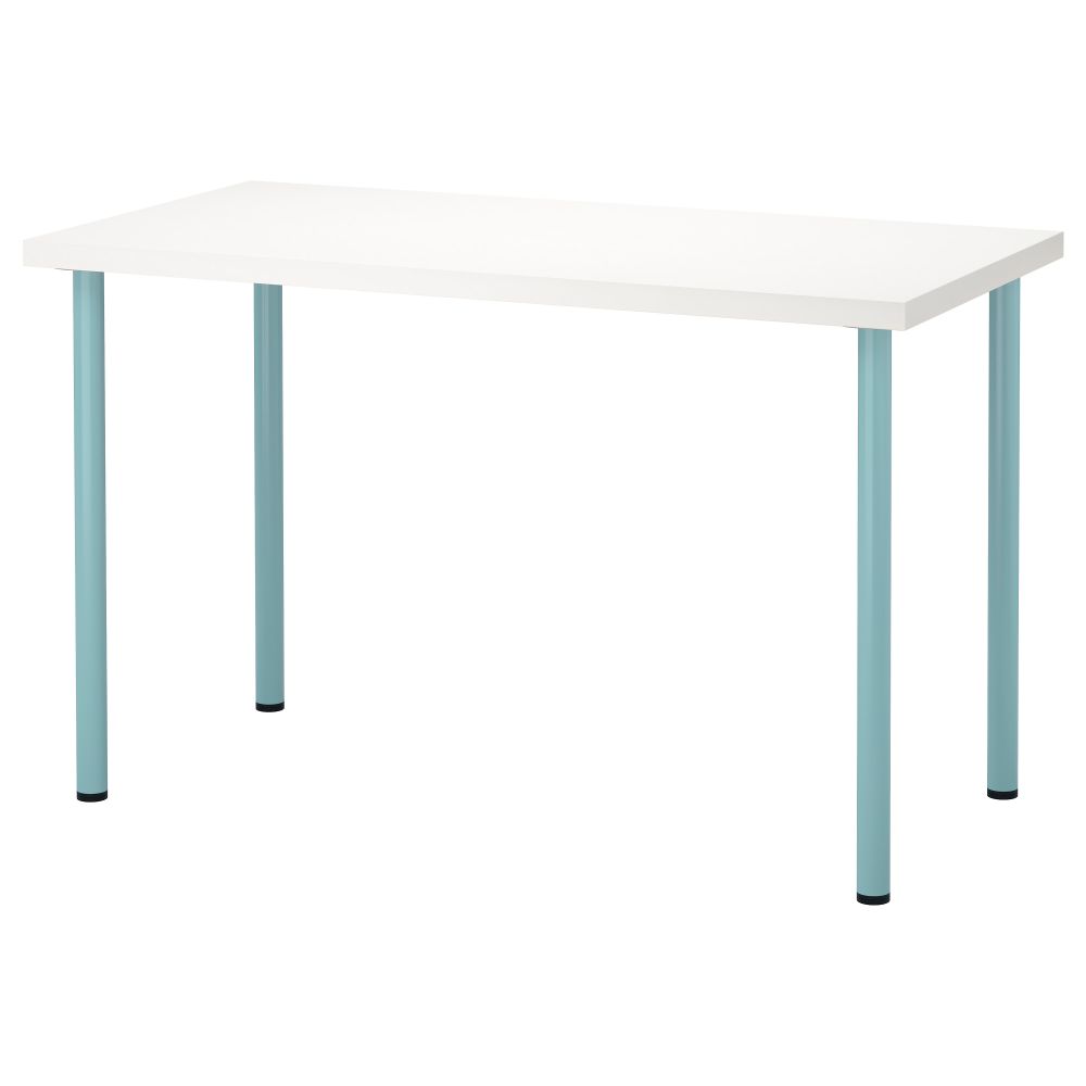 Стол ЛИННМОН / АДИЛЬС, белый, светлая бирюза (120x60 см) - фото 1