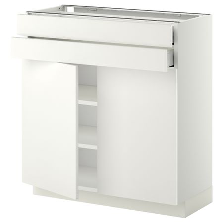 Напольный шкаф, 2 дверцы, 2 ящика МЕТОД / МАКСИМЕРА, белый, Хэггеби белый