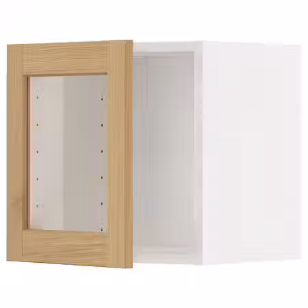 METOD Навесной шкаф со стеклянной дверцей - белый/Forsbacka дуб 40x40 см