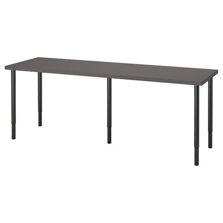 Письменный стол, темно-серый/черный 200x60 см IKEA LAGKAPTEN ЛАГКАПТЕН / OLOV ОЛОВ 694.175.53