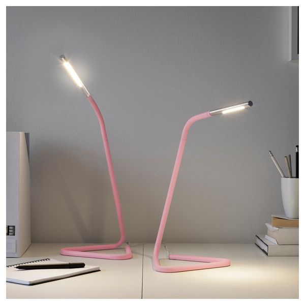 Рабочая лампа, светодиодная ХОРТЕ, светло-розовый, серебристый - фото 4