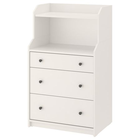 HAUGA Комод с 3 ящиками/полкой - белый 70x46x116 см