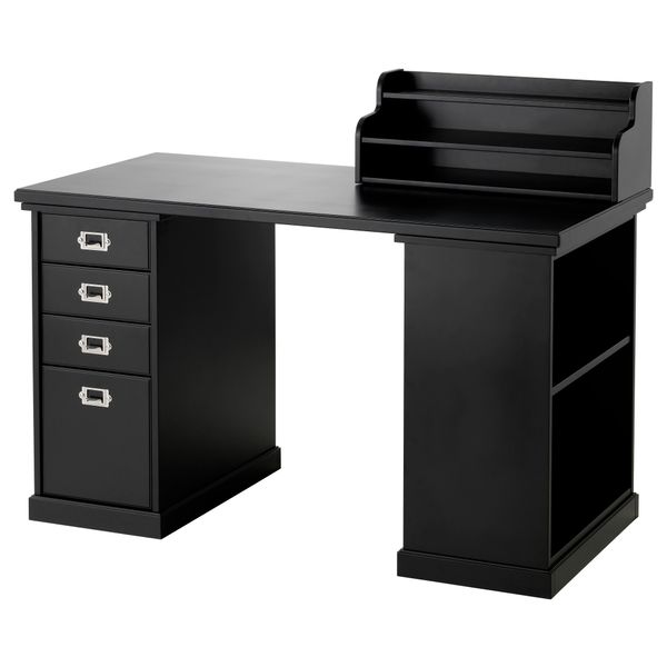 Стол и модуль для хранения КЛИМПЕН, черный (120x60 см) - фото 1