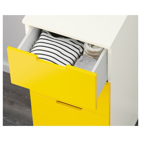 Комод с 4 ящиками НОРДЛИ, желтый, белый (40x97 см) - схема-чертеж с размерами