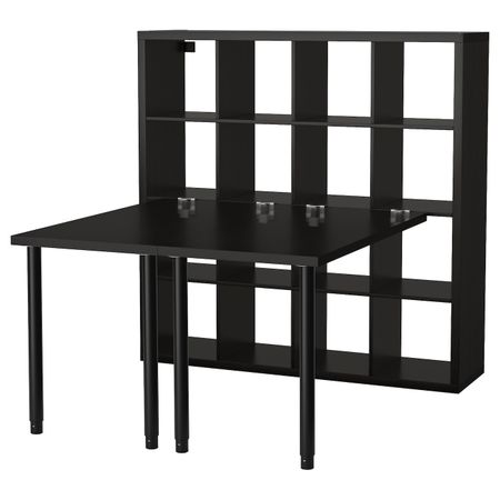 Стол, комбинация, черно-коричневый 147x147x159 см IKEA KALLAX КАЛЛАКС 592.281.19