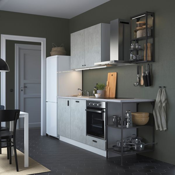 Кухня, 223x63.5x222 см, антрацит, под бетон IKEA BEGIVENHET БЕГИВЕНХЕТ 893.377.58 - фото 3