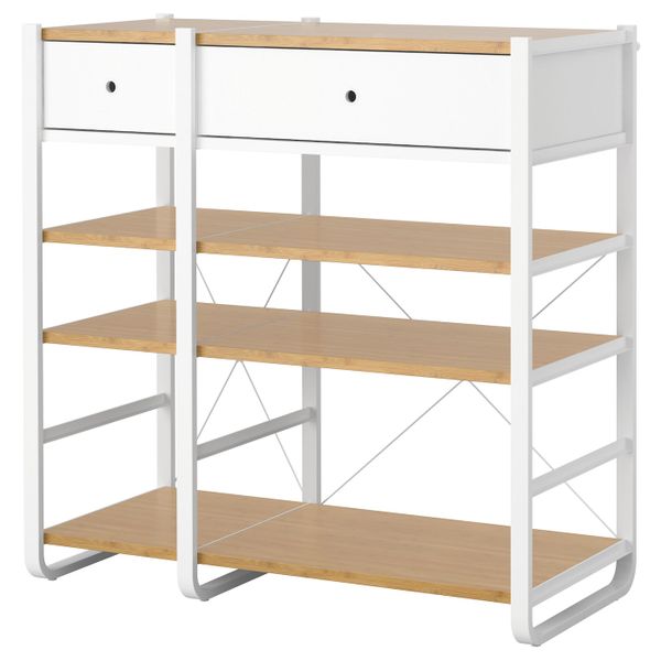 2 секции, белый, бамбук, 125x55x126 см IKEA ЭЛВАРЛИ 792.039.57 - фото 2
