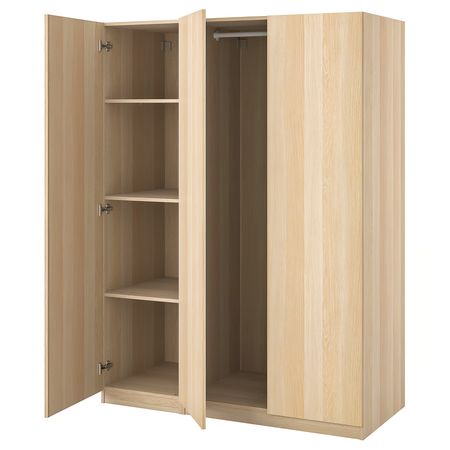 PAX / FORSAND Гардероб, комбинация - под беленый дуб/под беленый дуб 150x60x201 см
