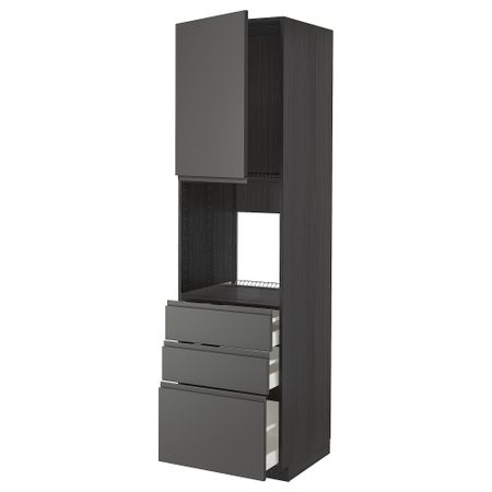 Высокий шкаф для духовки, дверь, 3 ящика, 60x60x220 cm IKEA METOD МЕТОД, MAXIMERA МАКСИМЕРА 694.670.72