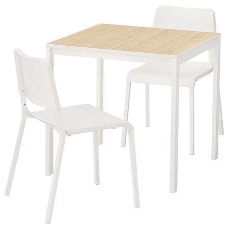 Стол и 2 стула, ясень, белый 75x75 см IKEA МЕЛЬТОРП / ТЕОДОРЕС 692.875.56