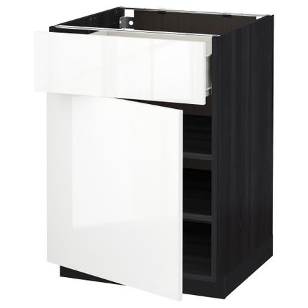 Напольный шкаф с ящиком, дверью МЕТОД / ФОРВАРА, черный, Рингульт белый