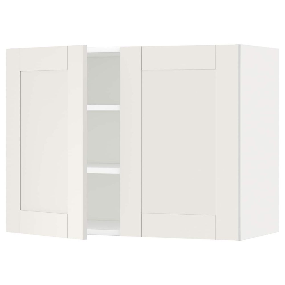 Навесной шкаф с полками/2дверцы, белый/Сэведаль белый 80x60 см IKEA METOD МЕТОД 894.445.98 - фото 1