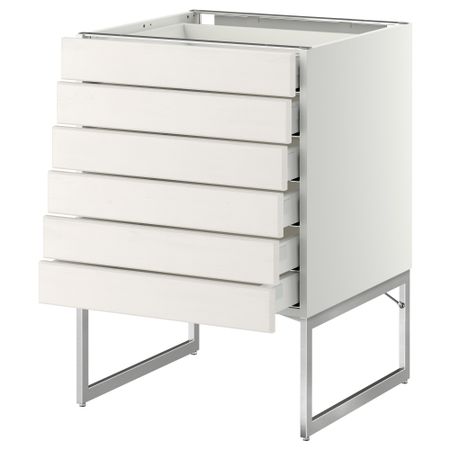 Напольный шкаф 6 фронтальных панелей, 6 нижних ящиков МЕТОД / МАКСИМЕРА, белый, Лаксарби белый