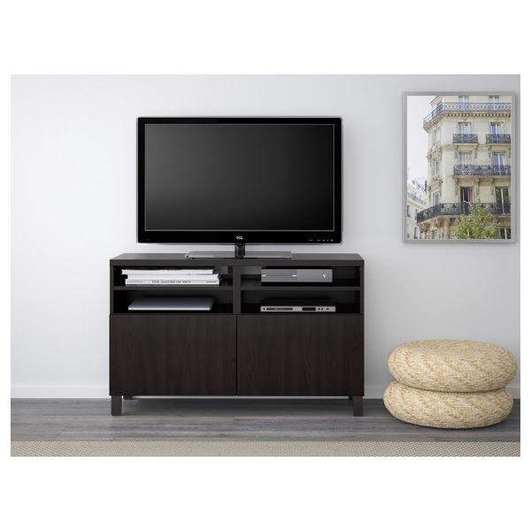 Тумба под ТВ, с дверцами БЕСТО, Лаппвикен черно-коричневый (120x40x74 см) - фото 2