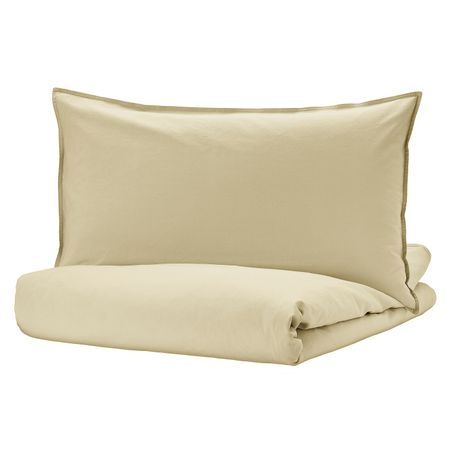 Пододеяльник и наволочка, светлый бежево-зеленый 150x200/50x70 см IKEA ÄNGSLILJA ЭНГСЛИЛЬЯ 604.908.02