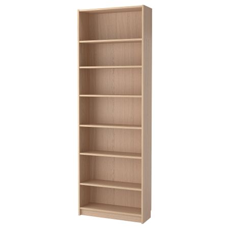 Стеллаж с верхней полкой, 80x28x237 см, дубовый шпон, беленый IKEA BILLY БИЛЛИ 892.499.50