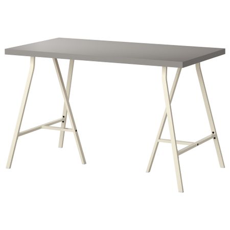 Стол ЛИННМОН / ЛЕРБЕРГ, серый, белый (120x60 см)