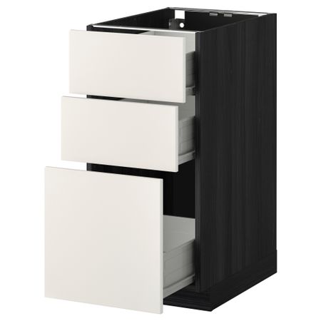 Напольный шкаф с 3 ящиками МЕТОД / ФОРВАРА, черный, Веддинге белый