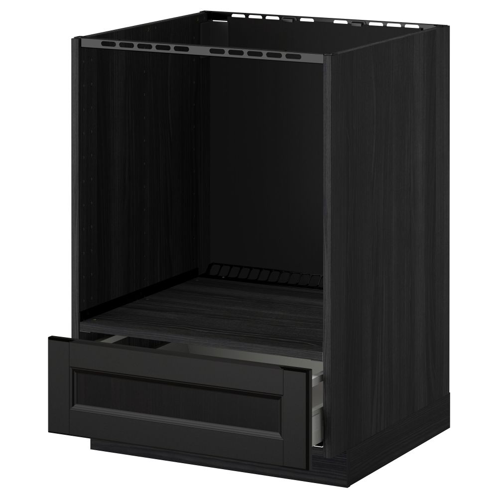 Напольный шкаф для духовки, с ящиком МЕТОД / МАКСИМЕРА, черный, Лаксарби черно-коричневый (60x60 см) - схема-чертеж с размерами